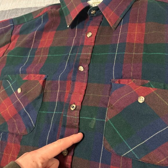 Northwest Territory Casual Button Down Mens Large Red Plaid Rugged Flannel Shirt - Picture 5 of 10